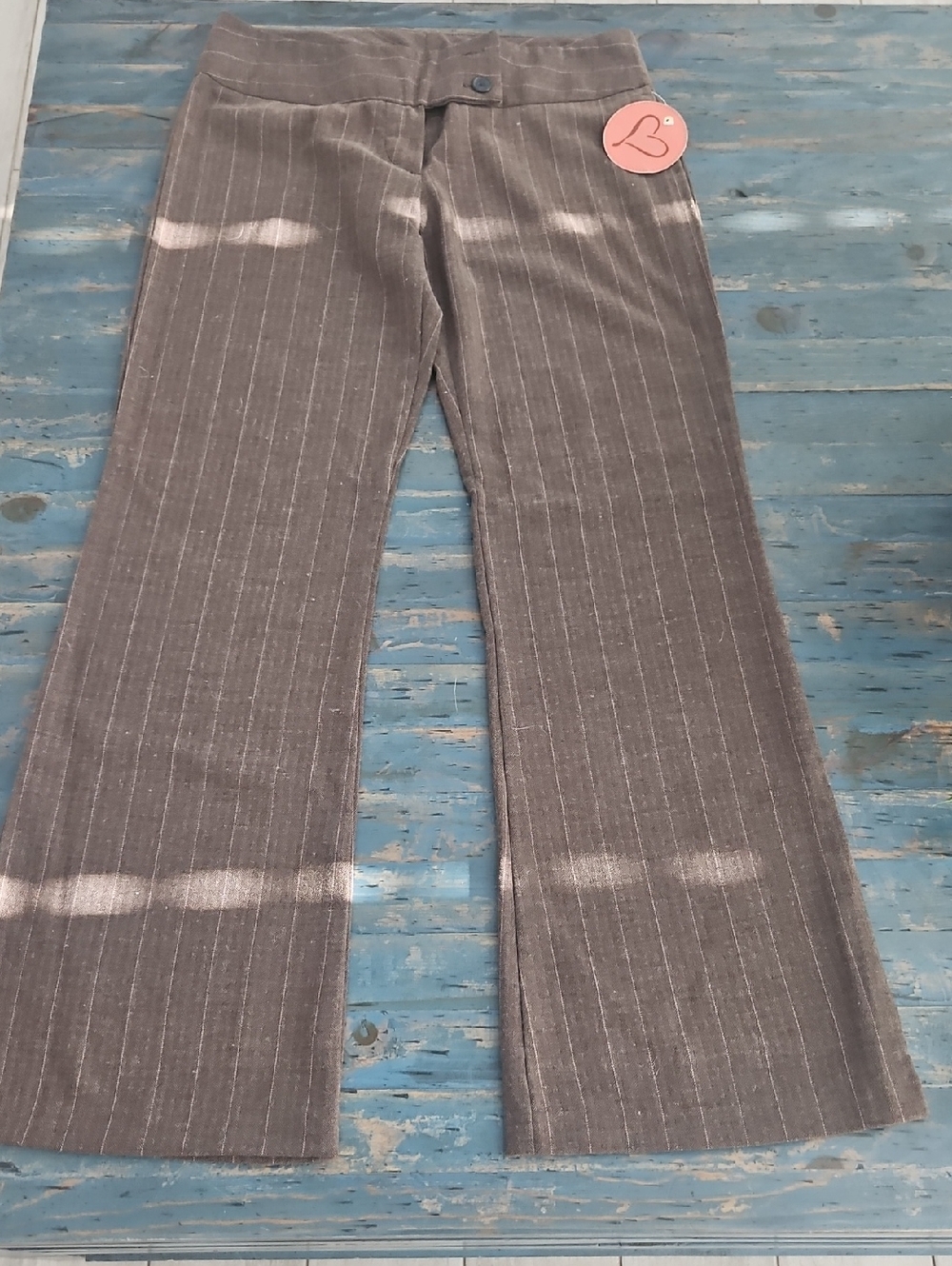 Brown Pinstripe Flared Trousers